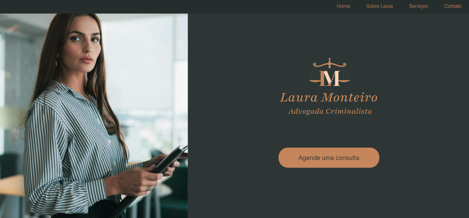 Print da tela da landing page da advogada